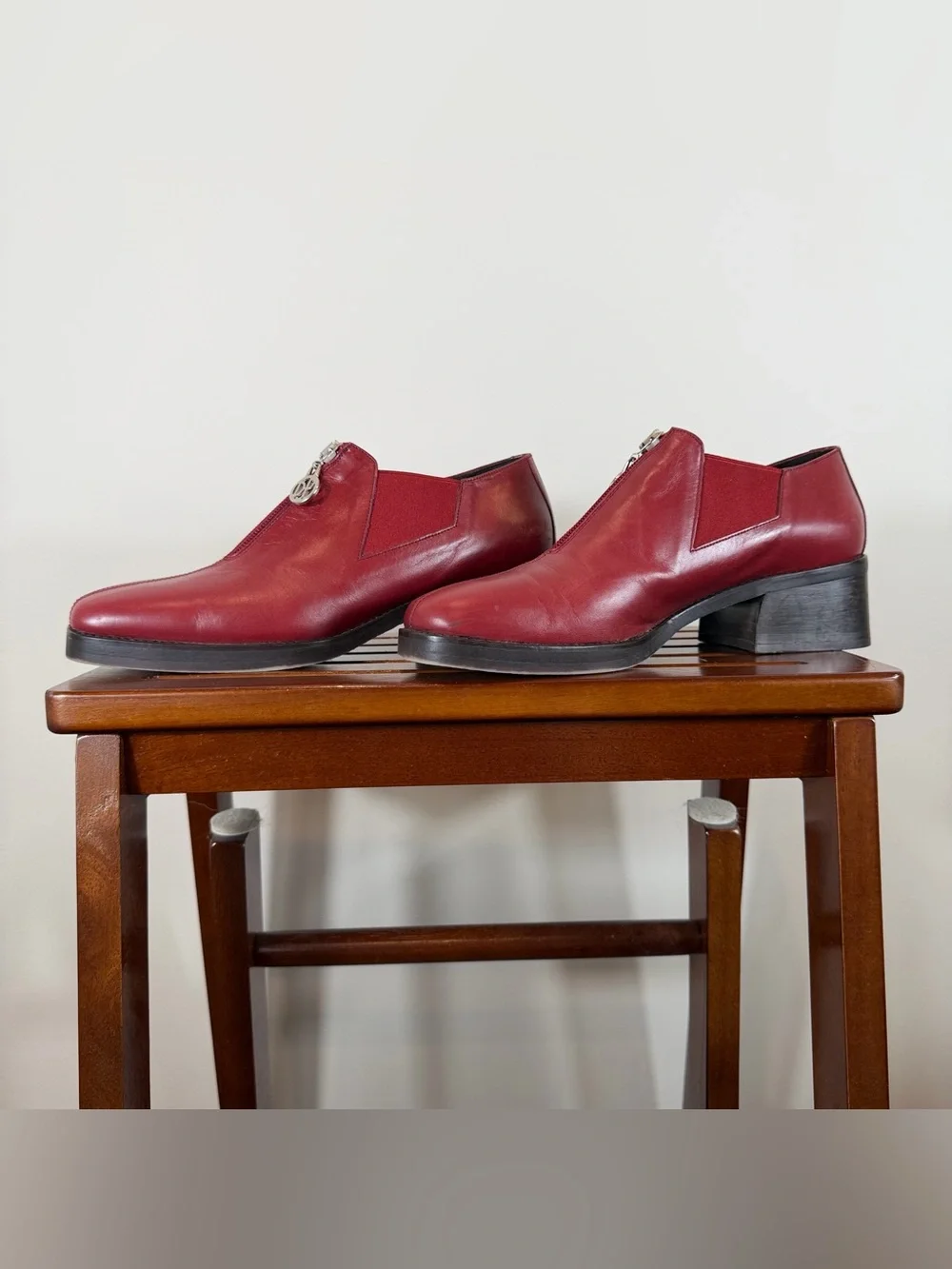 Donald J. Pliner Red Leather Zip Ankle Booties Size 8N